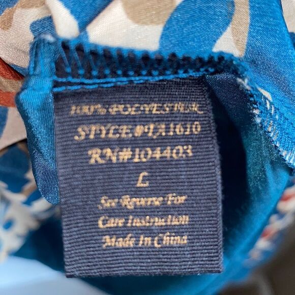 EDGE Turquoise, Cream and Orange Leopard Print Blouse-L - Picture 6 of 7